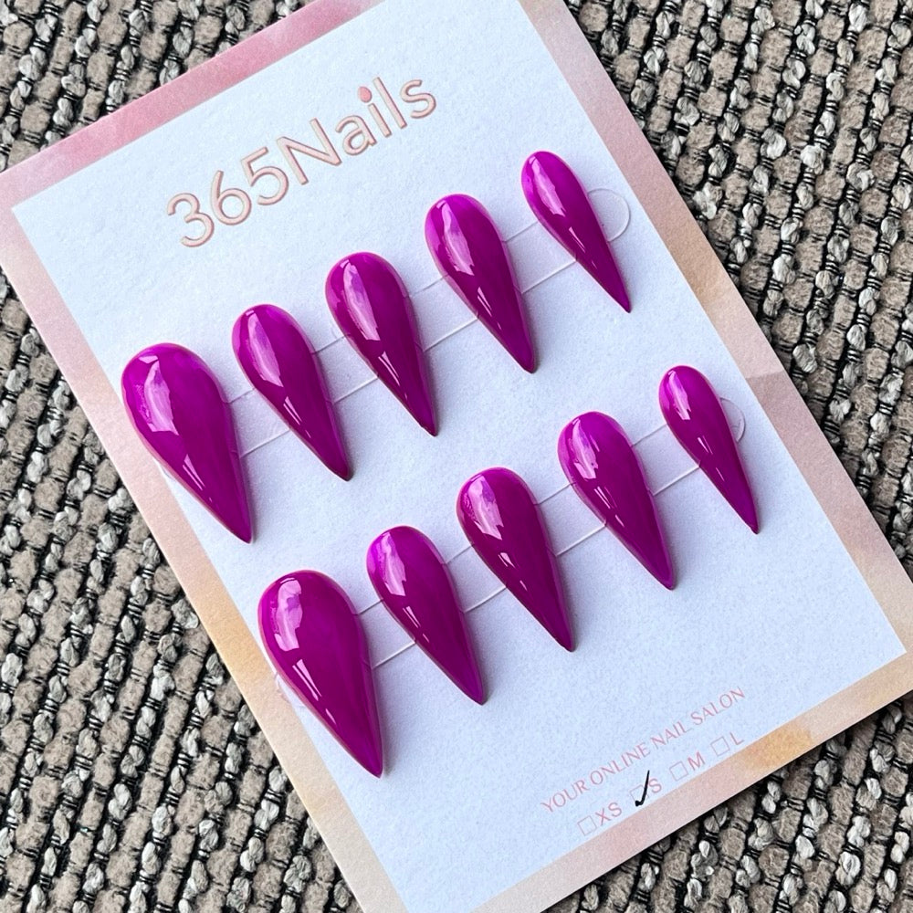 Solid Purple Long Stiletto Press-On Nails