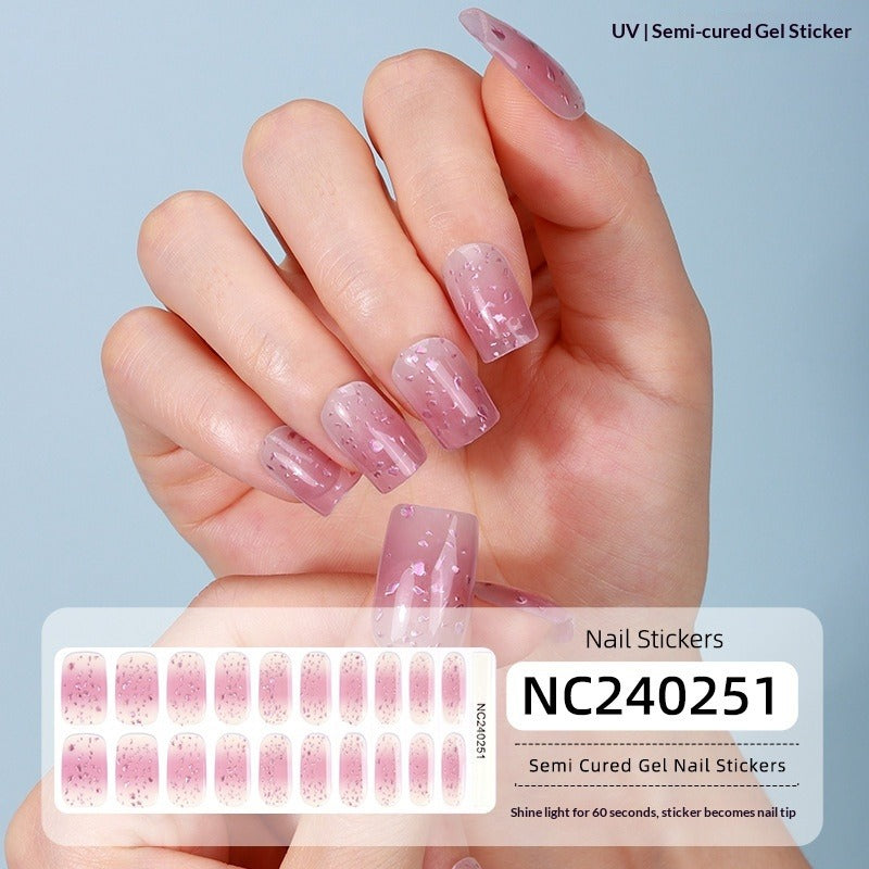 Semi-Cured Gel Nail Strips Floral Star Heart Cow-Print Mix Design (MOQ=3)