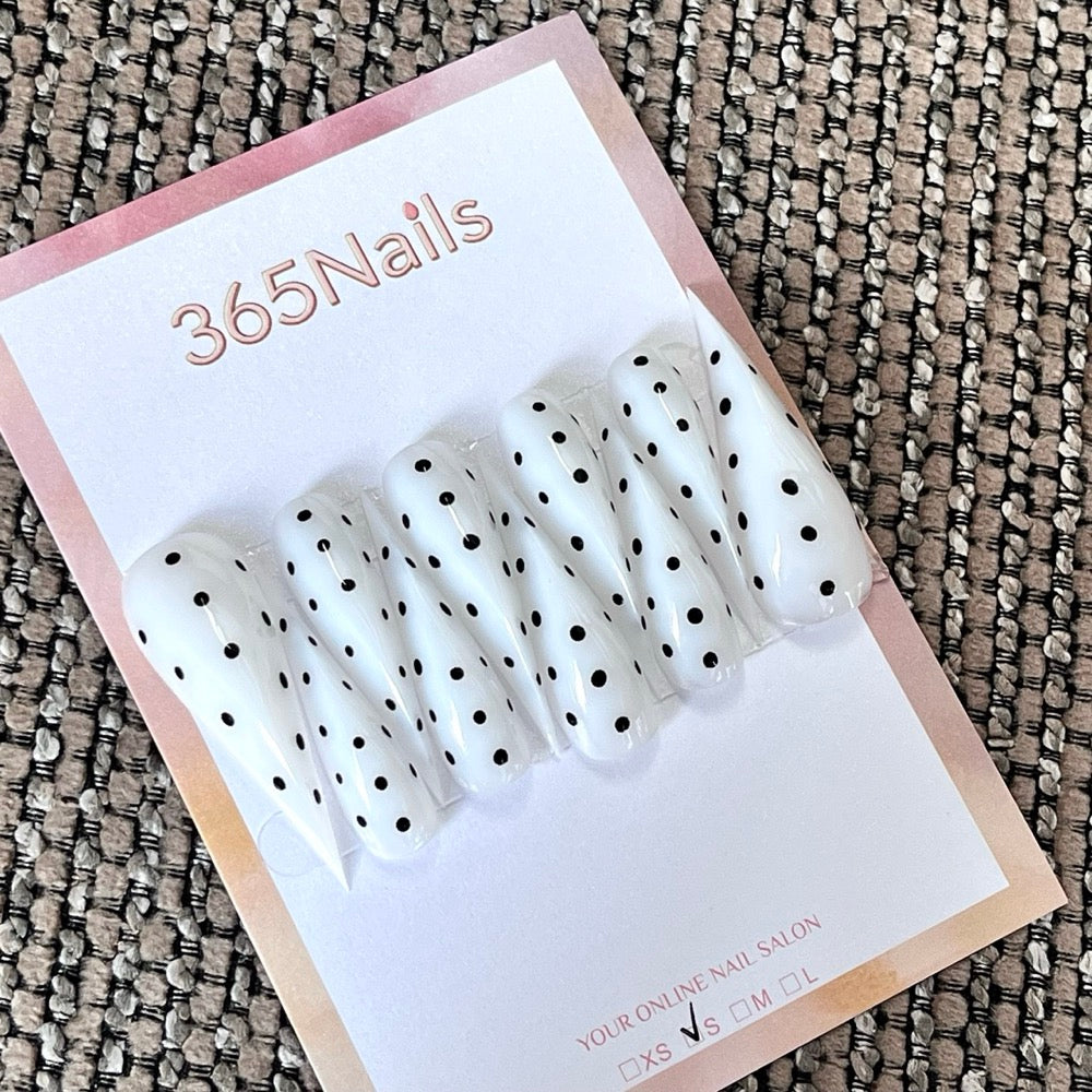 Ink Dot Parade - White Polka Press-On Nails