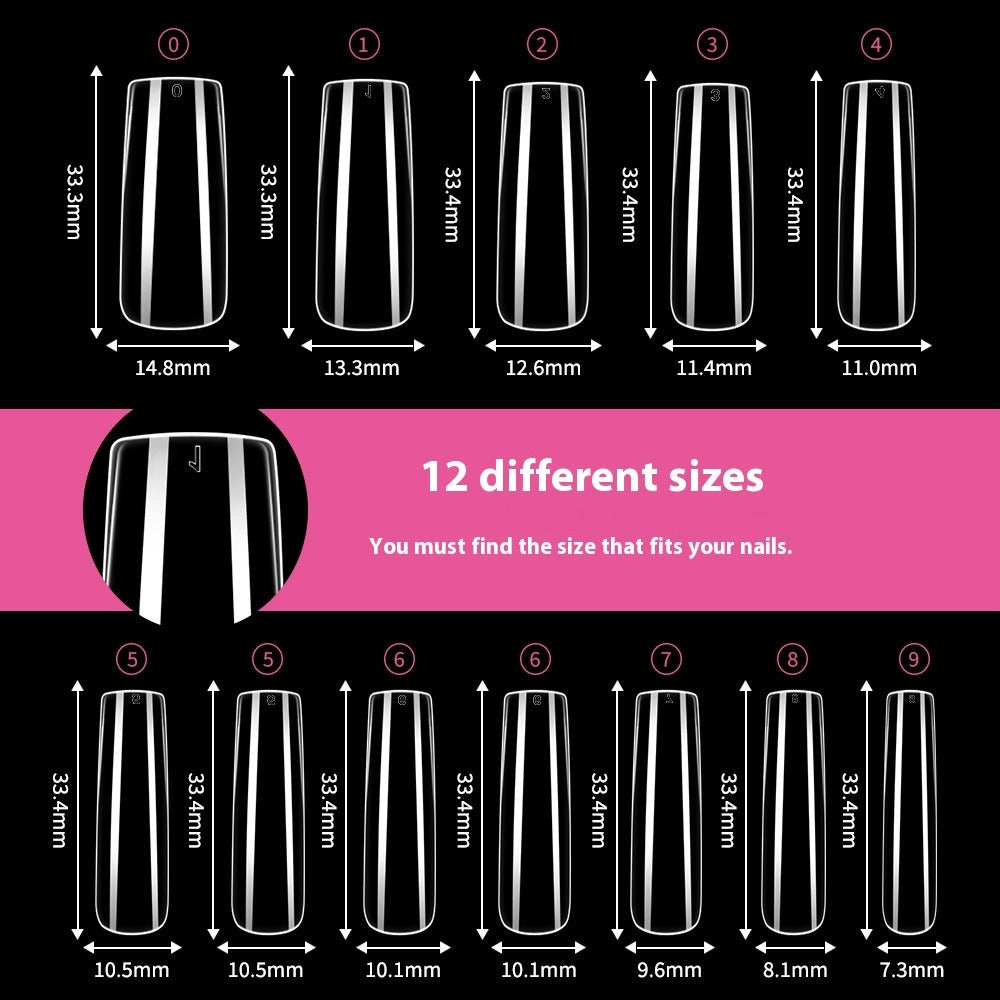 Nail Tips Amazon hot-selling nail pads plus rectangular nail pads, seamless transparent 360 pcs, boxed seamless fake nails