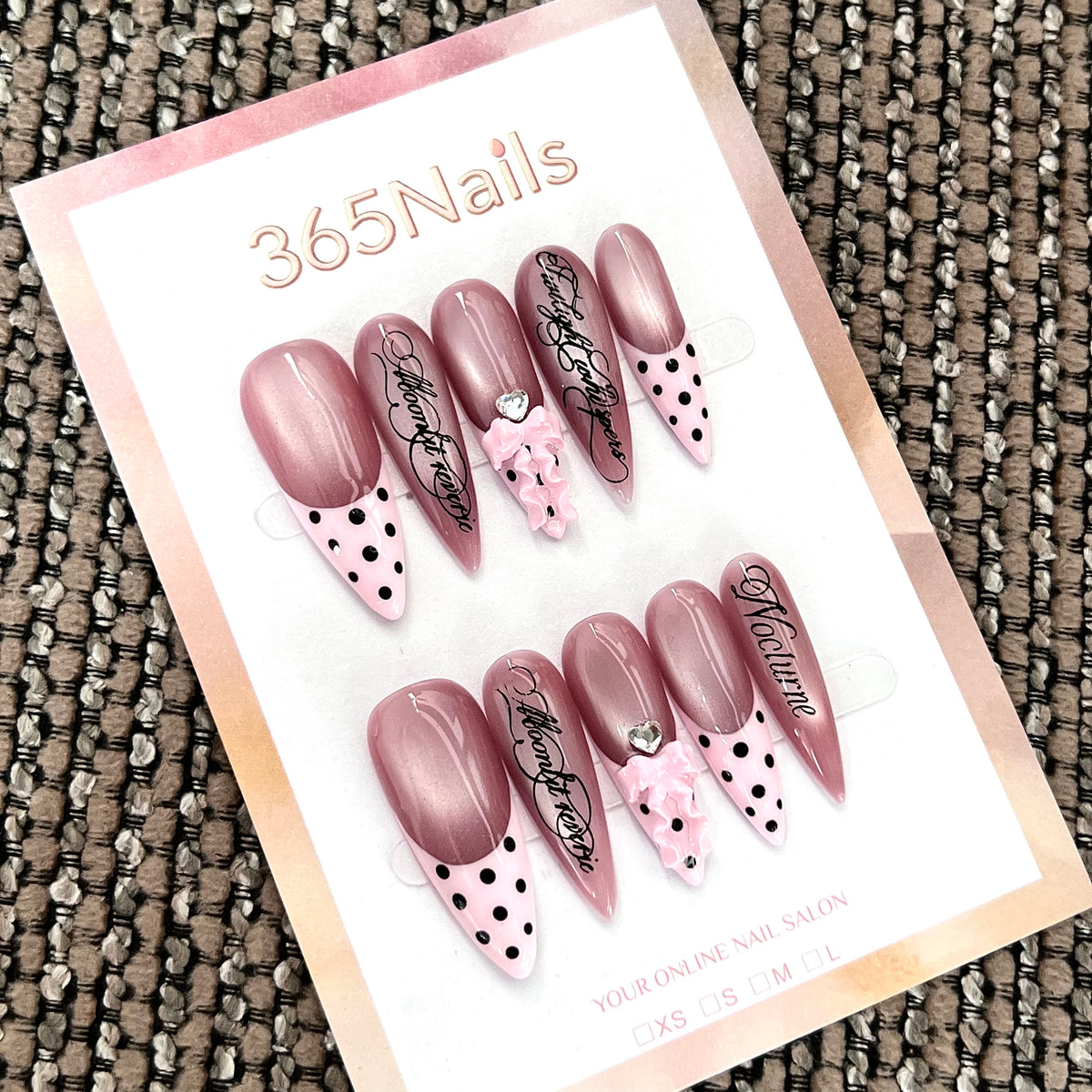Pink Polka Ribbon - Dot Bow Press-On Nails