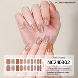 Semi-Cured Gel Nail Strips French Gradient Sparkle Pink Glossy Set (MOQ=3)
