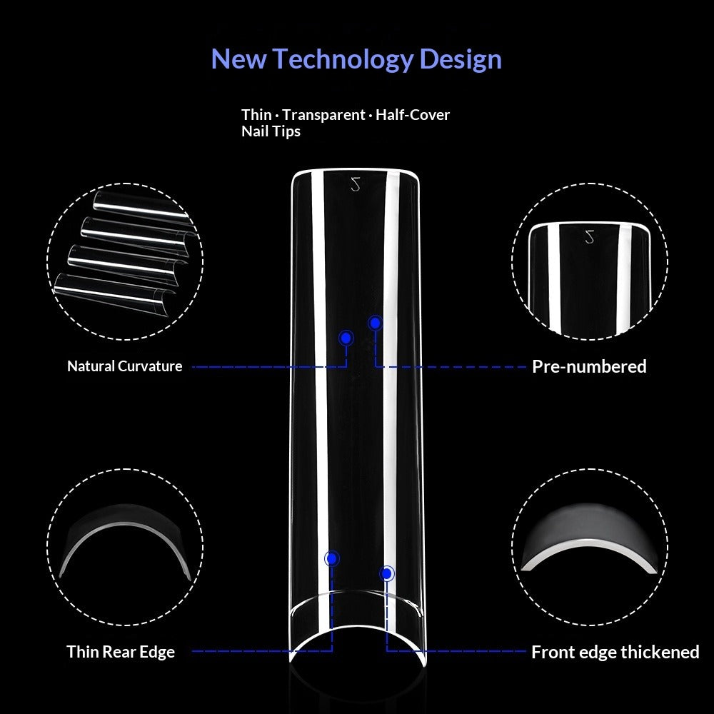 Pro Design Collection: "Half-Cover Tube" – Customizable Half-Cover Tube Nail Tips