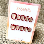 365nails: 진홍빛 후광 – 핸드페인팅 프렌치 팁 숏 스퀘어형 네일