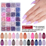 Nail Tips press on nails solid color 24 palace grid simple and versatile water drop patch nail art removable fake nail manufacturer customization