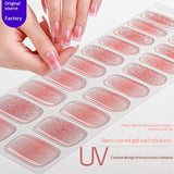 Semi-Cured Gel Nail Strips Foil French Gold Pink Gradient Glossy Set (MOQ=3)