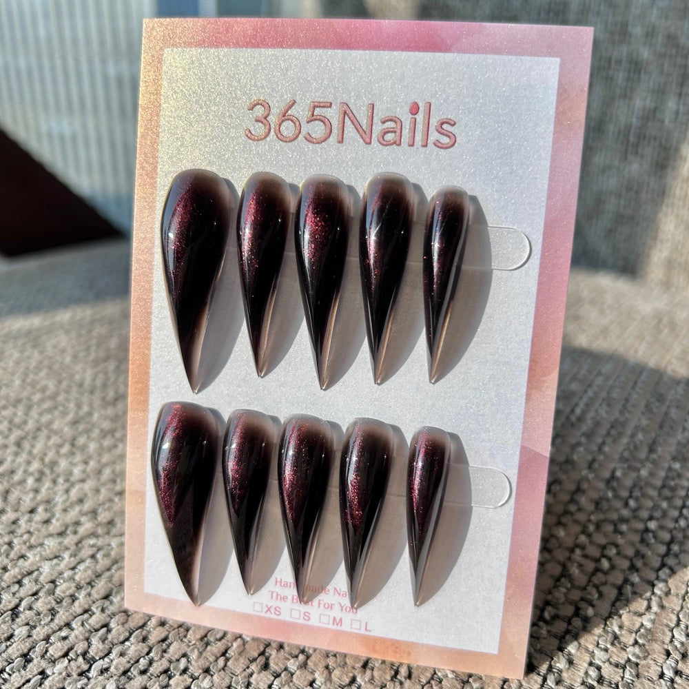 Midnight Blood Moon Dragon Nail｜Vampire Gothic Red & Black (Long/Short Stiletto)