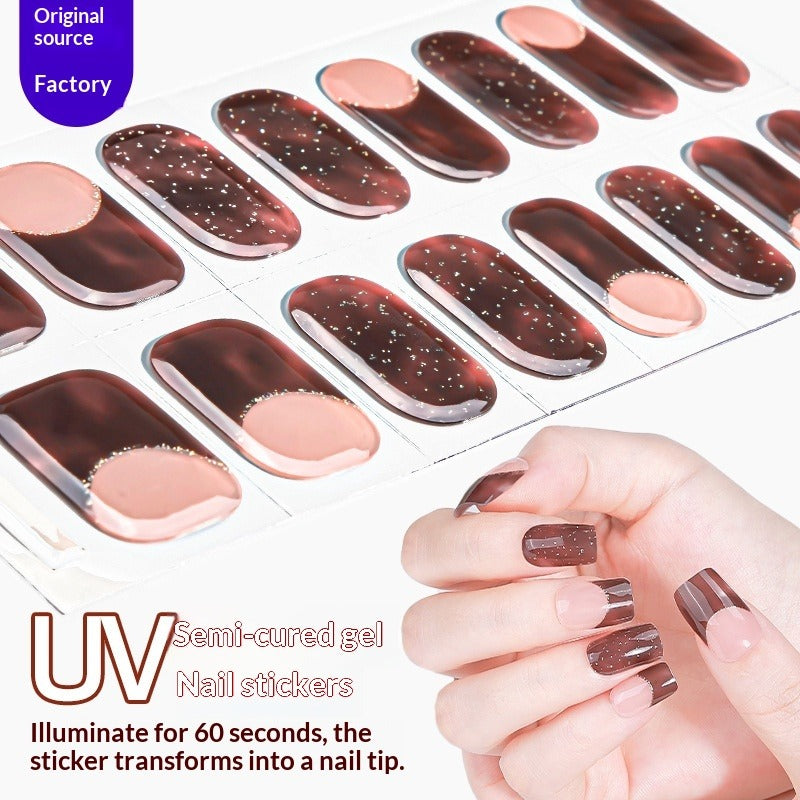 Semi-Cured Gel Nail Strips Christmas Snowflake Festive Glossy Design (MOQ=3)