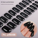 Semi-Cured Gel Nail Strips Silver Foil Leopard Glossy Design (MOQ=3)