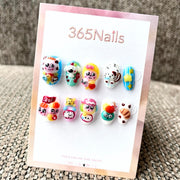 365nails: "Rainbow Friends Party" – 3D Cute Character Handmade Short Square Nails