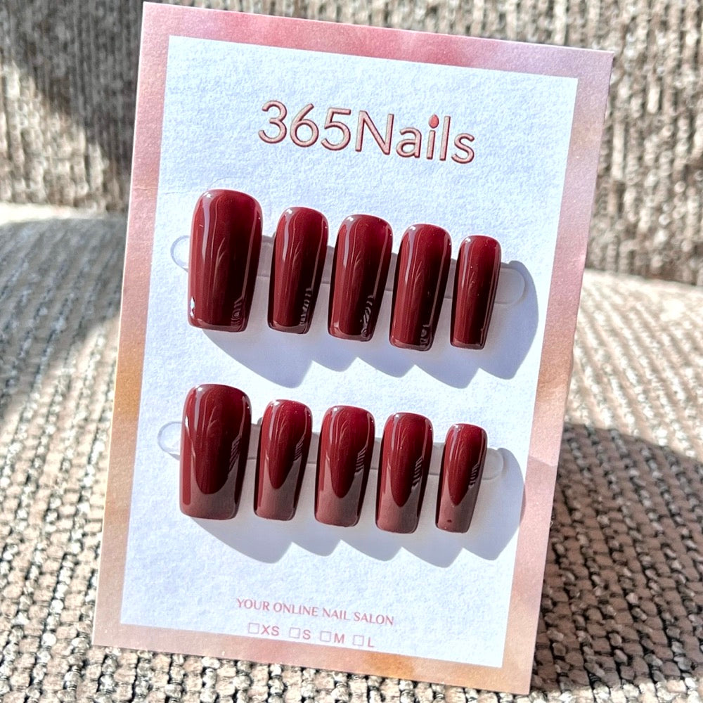 "Structured Medium Square" - Solid Color Handmade Nails (20 Colors Available)
