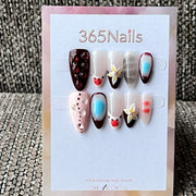 Cute Floral 3D Charm Almond Press-On Nails