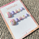 365nails: "lilac aurora bow" – handmade press-on toenails / pedicure