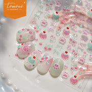 Jelly Dessert Collection: "Jelly Cherry & Cupcake" – 3D Embossed Nail Sticker