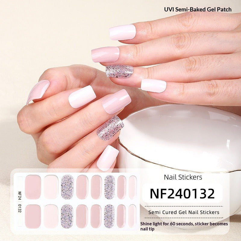 Semi-Cured Gel Nail Strips 3D Foil Heart Glossy Design (MOQ=3)