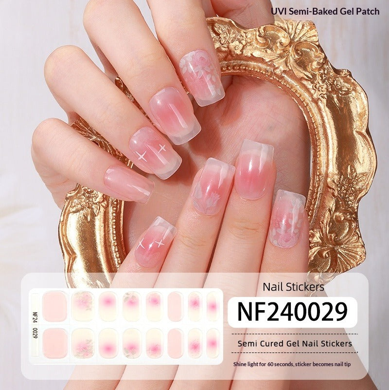 Semi-Cured Gel Nail Strips 3D Foil Gold Glossy Design (MOQ=3)