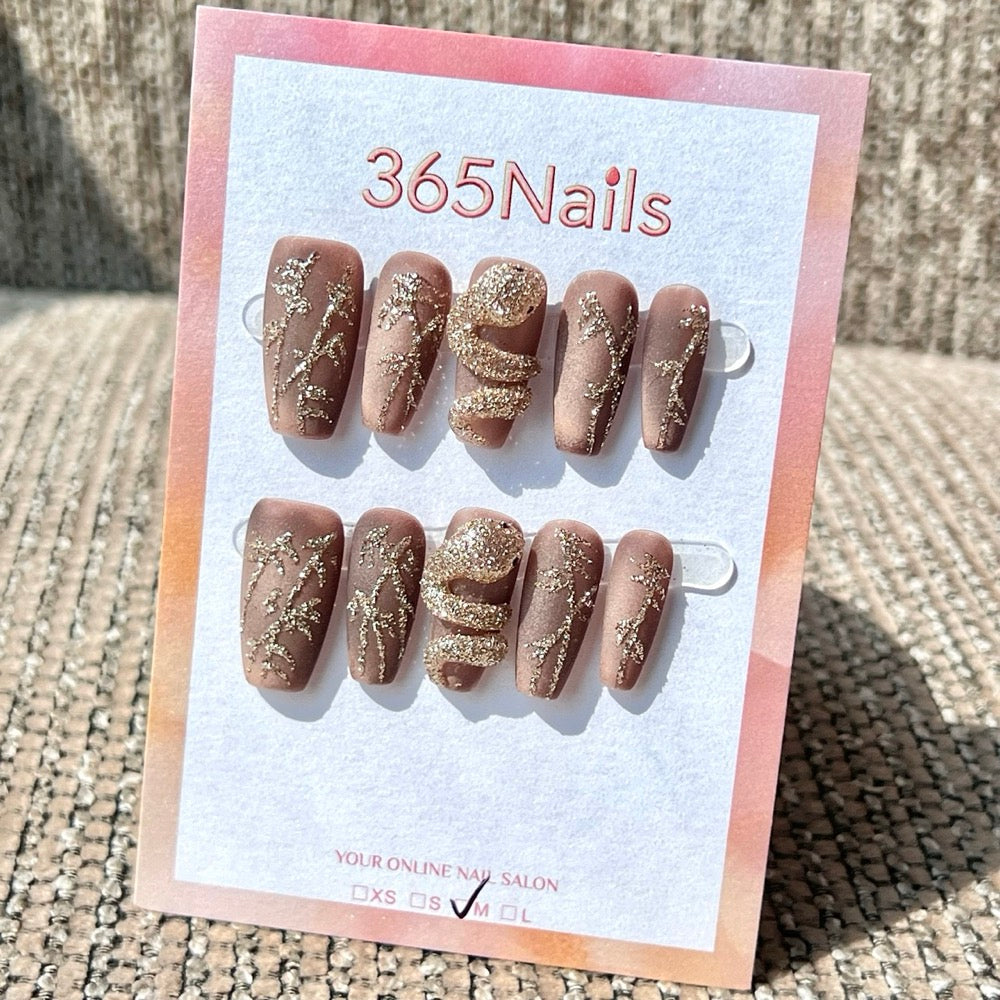365nails: "Desert Gold Serpent" – Coffin Handmade Press-On Nails