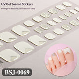 Semi-Cured Gel Nail Strips French Style Toe Nails Clean Glossy Set (MOQ=3)