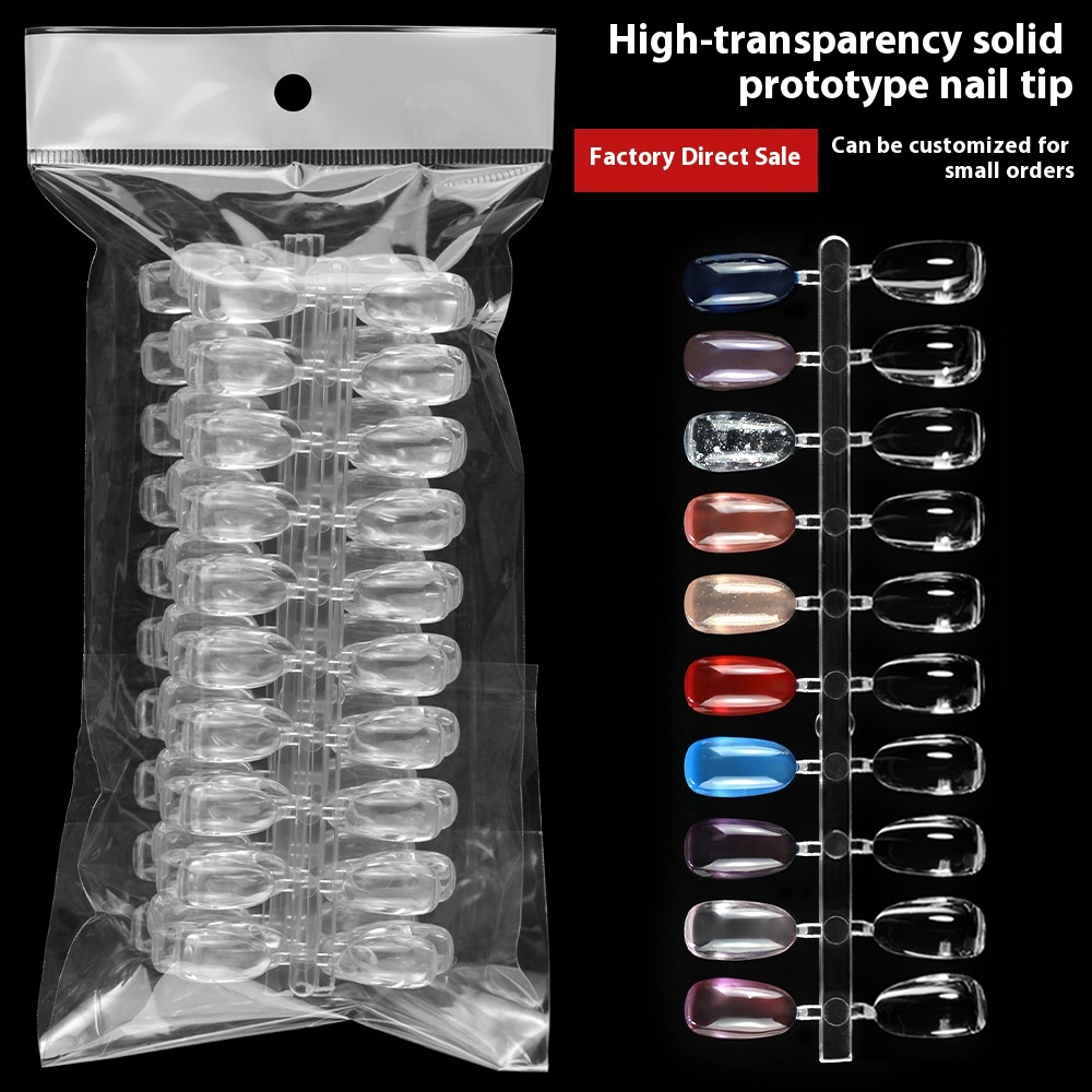 Nail Tips 200 pieces of new high-transparency solid plate nail pads, transparent glazed nail art swatch for nail shop plate practice