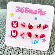 365nails: "Berry Bunny" – 3D Character Handmade Short Square Nails