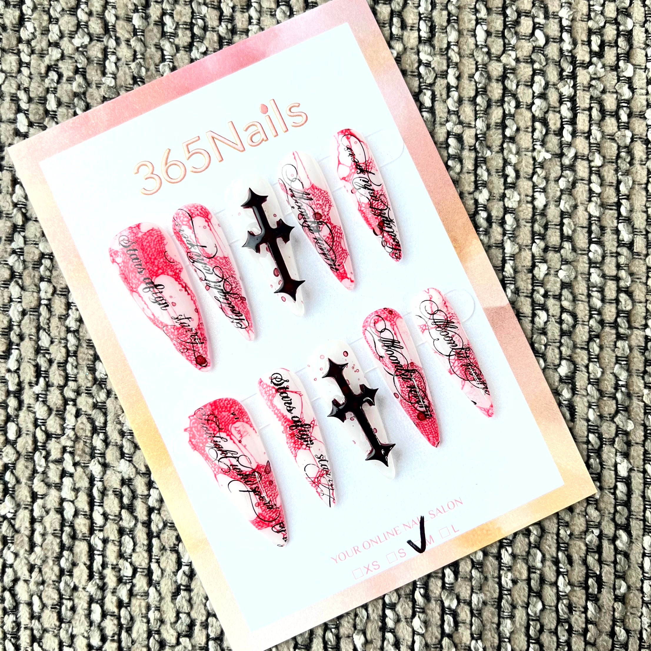 Gótico Sangrento: "Heresia Carmesim" – Unhas Postiças Stiletto Longas