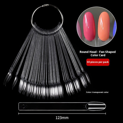 Nail Tips Nail polish practice fan color card, 50 transparent iron ring nail polish color plates in bags for  nail salons