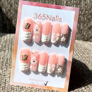 365nails: "Angelic Whispers" – 3D Floral & Jewel Handmade Almond Nails