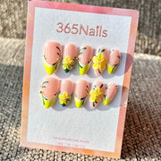 365nails: "Tropical Plumeria" – Handmade Short Almond Press-On Nails