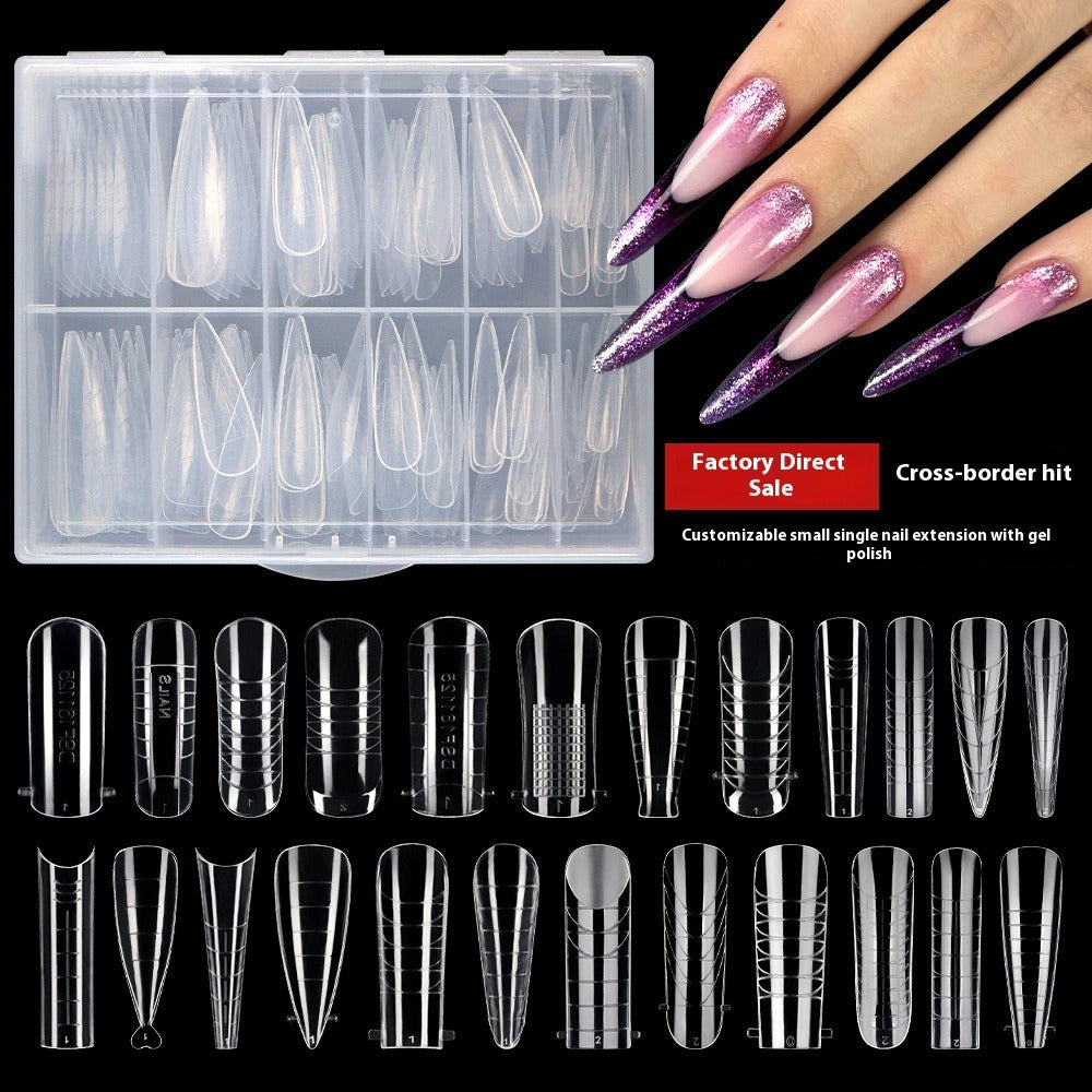 Nail Tips Popular transparent nail mold 120 pieces boxed with graduated crystal extension nail plate  fast phototherapy extension nail mold