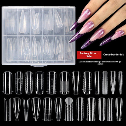 Nail Tips Popular transparent nail mold 120 pieces boxed with graduated crystal extension nail plate  fast phototherapy extension nail mold