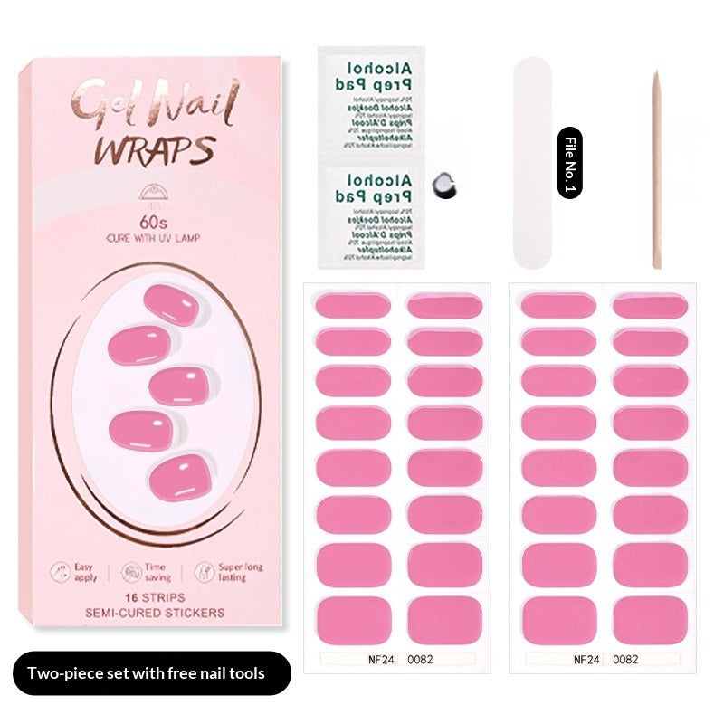 Semi-Cured Gel Nail Strips Pure Solid Glitter Glossy Design (MOQ=3)