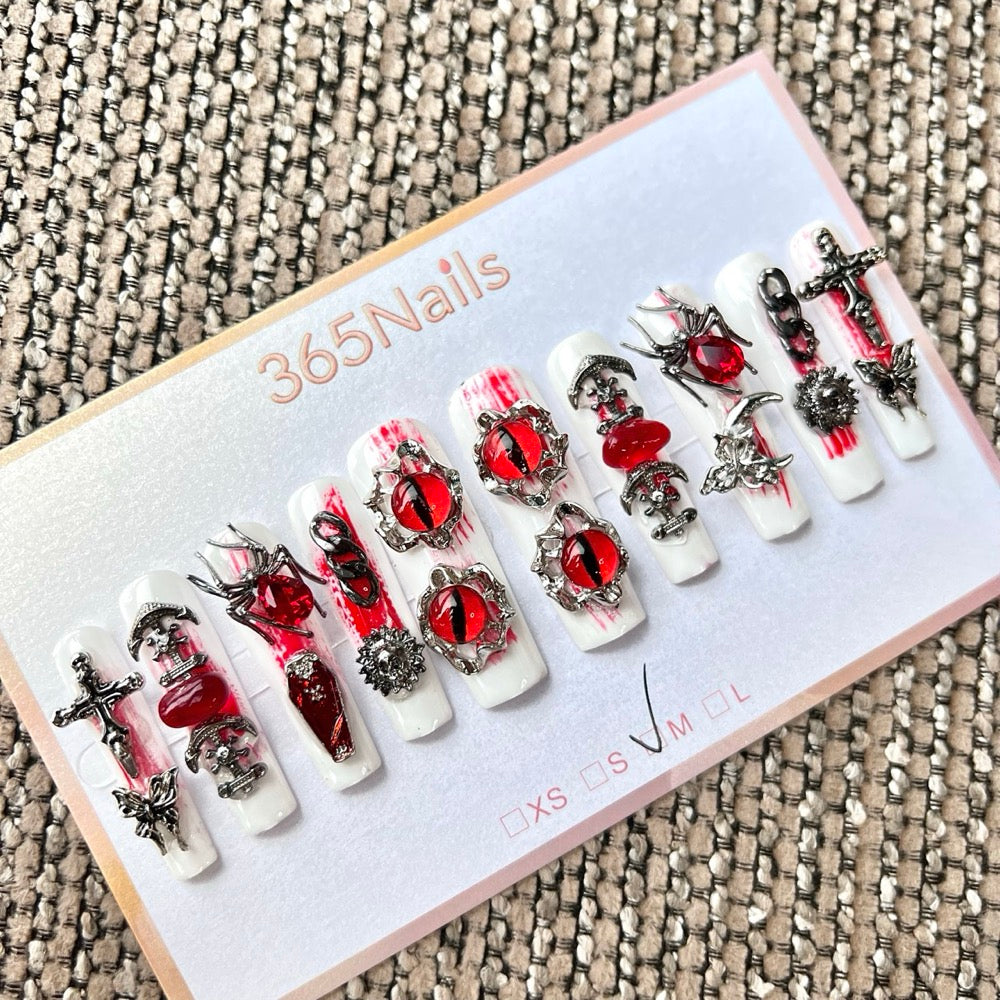 365nails: "Gothic Blood Evil Eye Spider Coffin" – handmade press-on nails