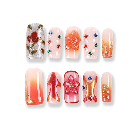 365Nails Ember Bloom Jewel Mix Press-On Nails
