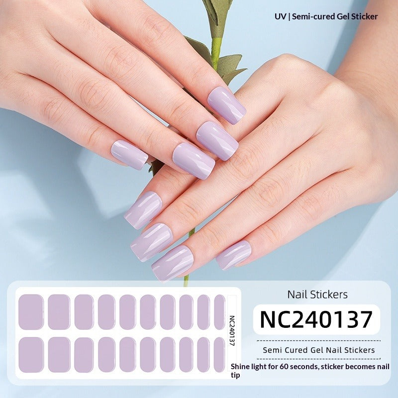 Semi-Cured Gel Nail Strips Solid Pearl Minimal Glossy Design (MOQ=3)