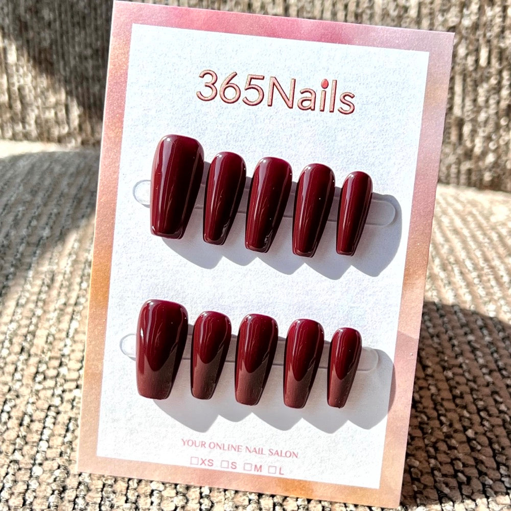 "Stylish Medium Coffin" - Solid Color Handmade Nails (20 Colors Available)