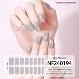 Semi-Cured Gel Nail Strips Solid Glitter Korean Japanese Minimal Design (MOQ=3)