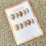 365nails: "Nude Tweed Polka Dot Pearl" – handmade press-on nail