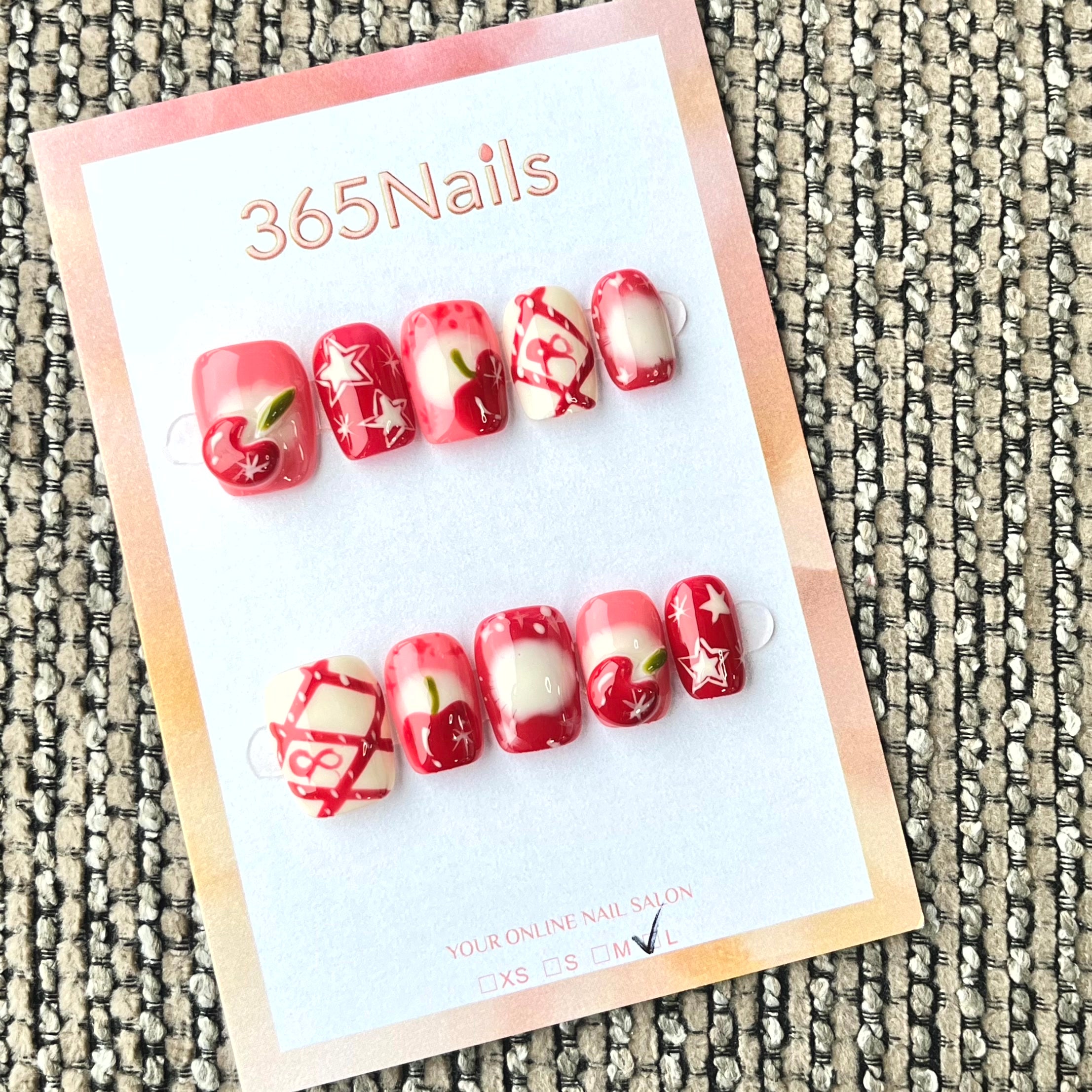 365nails: "Cherry Blossom Blush" – 3D Fruit & Lattice Handmade Coffin Nails