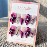 Sculpted Flora: "Wild Plum & Leopard" – 3D Deep Magenta Flowers with Abstract Animal Print & Sculpted Swirls