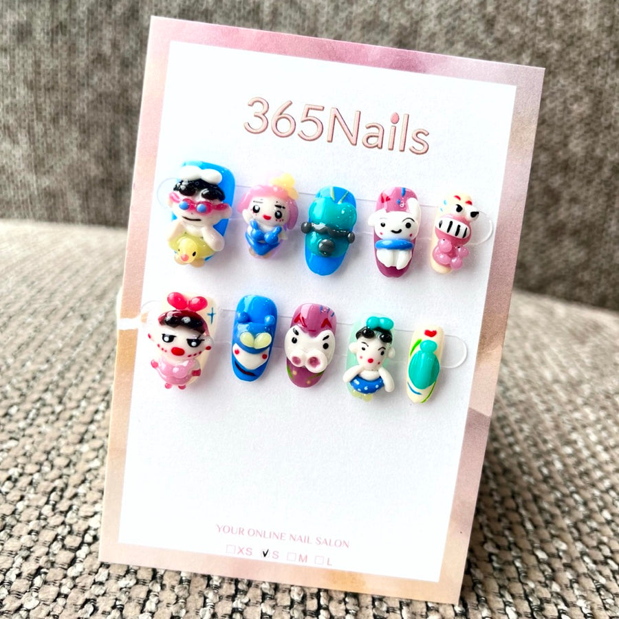 365nails: "Dollhouse Dreams" – 3D Character Short Square Nails