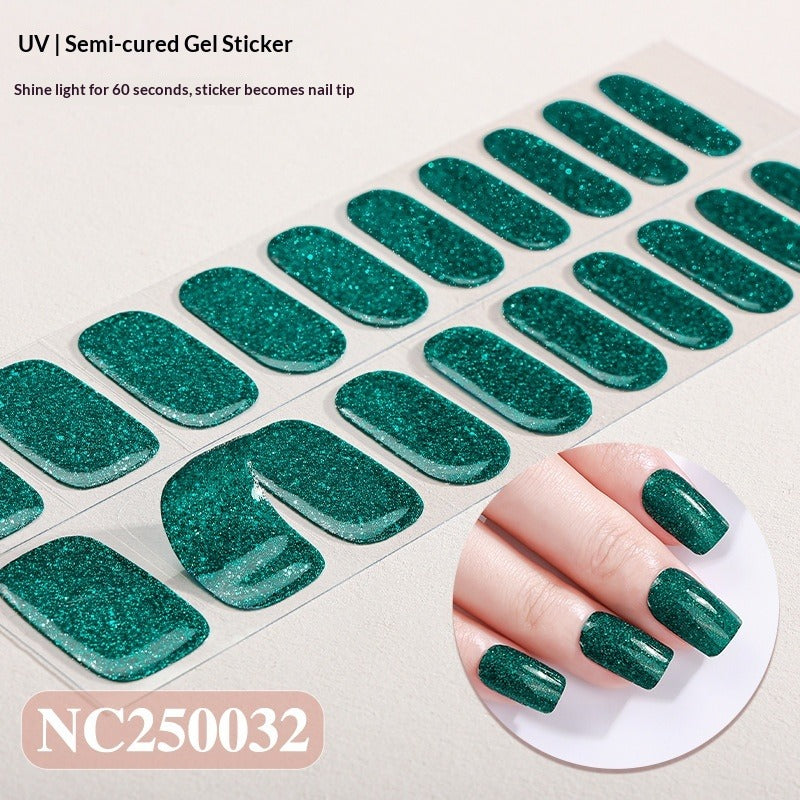 Semi-Cured Gel Nail Strips Gradient Glitter Shimmer Glossy Design (MOQ=3)