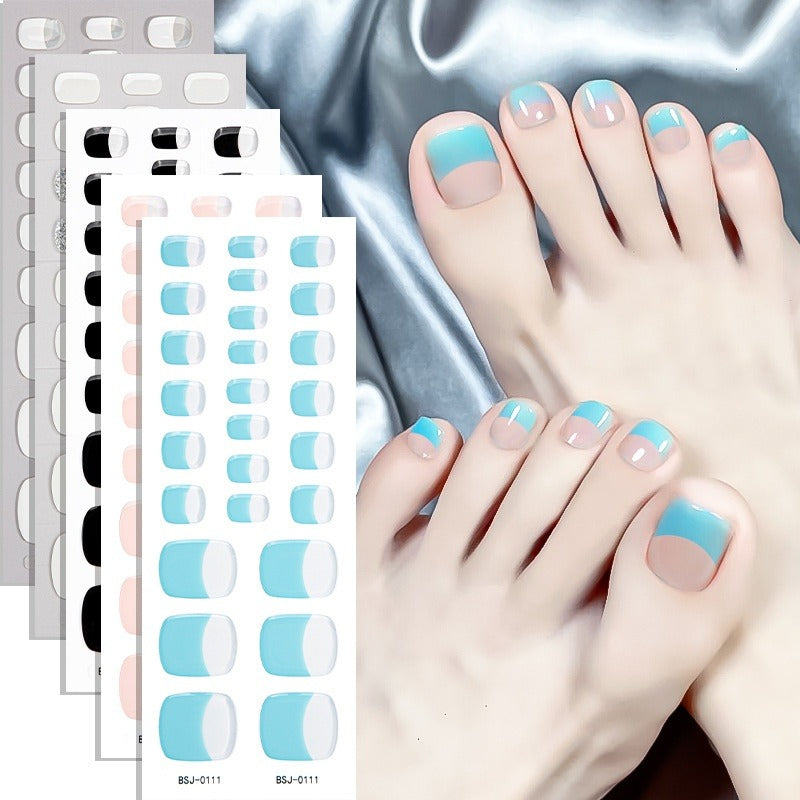 Semi-Cured Gel Nail Strips French Style Toe Nails Clean Glossy Set (MOQ=3)