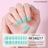 Semi-Cured Gel Nail Strips French Gradient Glitter Bow Glossy Design (MOQ=3)