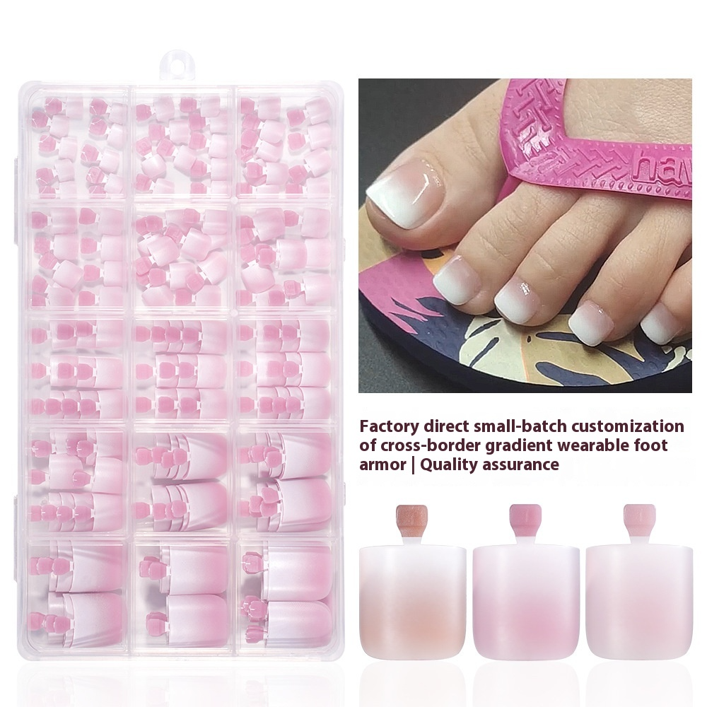 Nail Tips Popular  gradual change toenail press on nails short nude 150 pieces boxed toenail patch nail (MOQ=3)