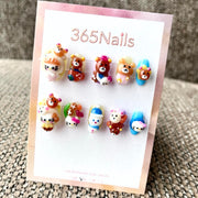 365nails: "Teddy Bear Picnic" – 3D Character Short Square Nails
