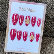 Raspberry Daisy Rain - Pink 3D Flower Press-On Nails