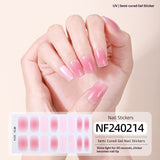 Semi-Cured Gel Nail Strips French Gradient Glitter Bow Glossy Design (MOQ=3)