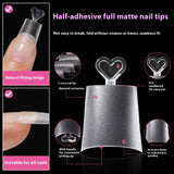 Nail Tips New French matte press on nails pads 240 pieces boxed fake nails short half stickers hand-worn nail pads