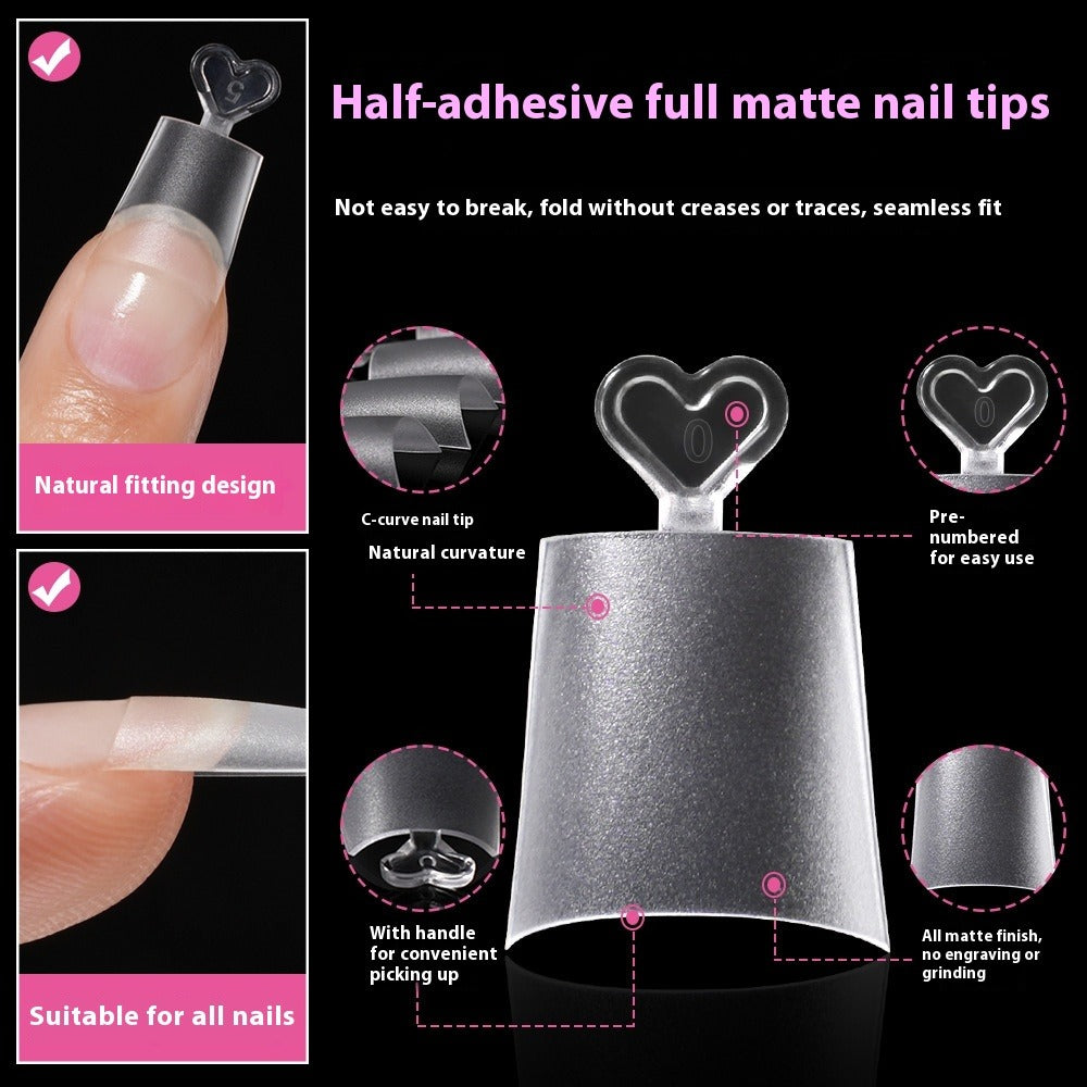 Nail Tips New French matte press on nails pads 240 pieces boxed fake nails short half stickers hand-worn nail pads