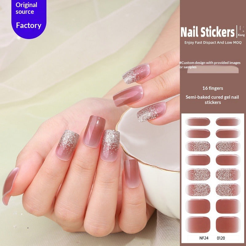 Semi-Cured Gel Nail Strips 3D Foil Heart Glossy Design (MOQ=3)